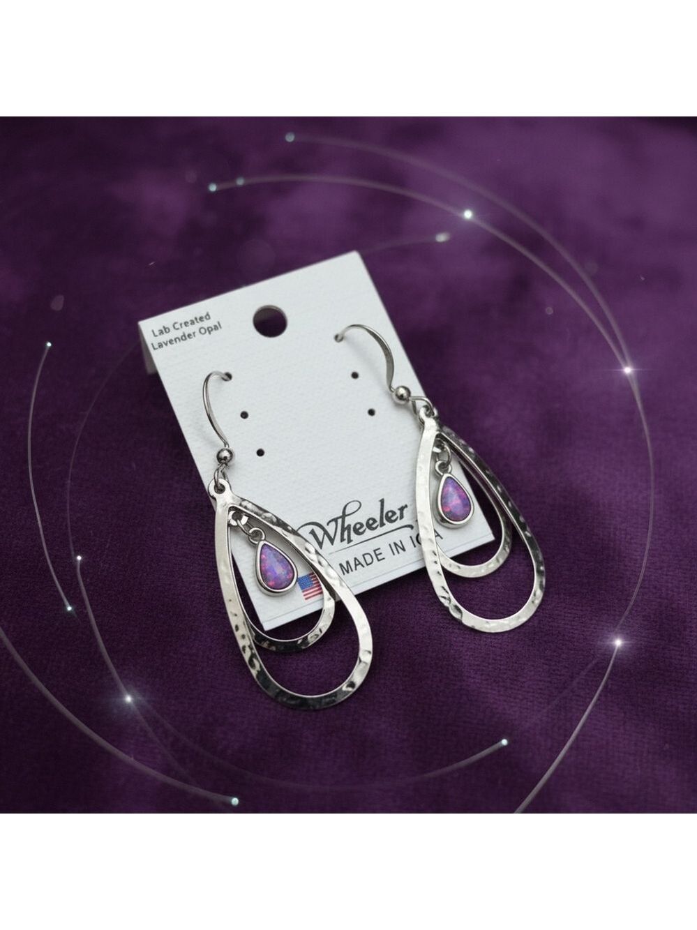 Wheeler Lab Created Lavender Opal Dangle Earrings Made in USA